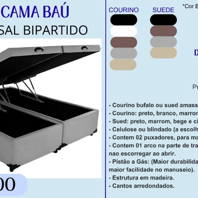 Cama Baú Casal Bipartido