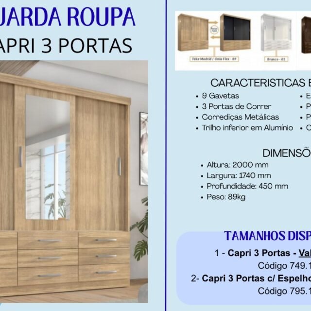 Guarda-Roupa Capri 3 Portas
