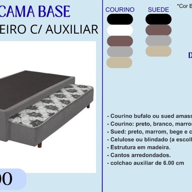 Cama Base Solteiro c/ Auxiliar