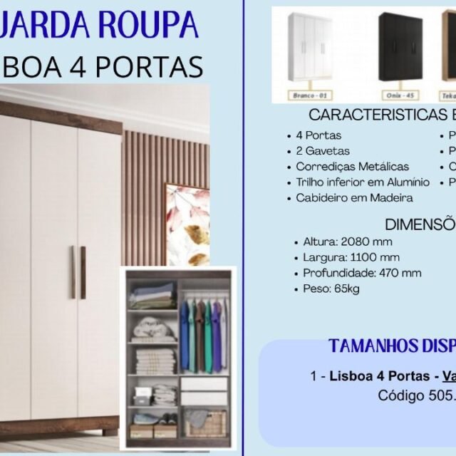 Guarda-Roupa Lisboa 4 Portas