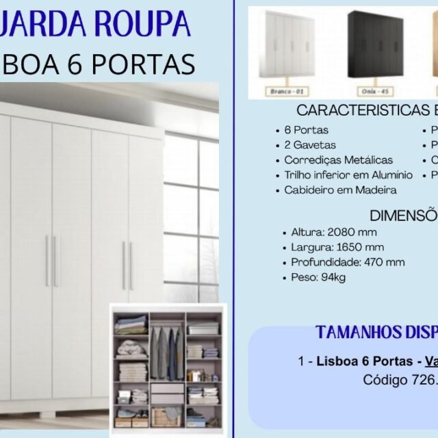 Guarda-Roupa Lisboa 6 Portas