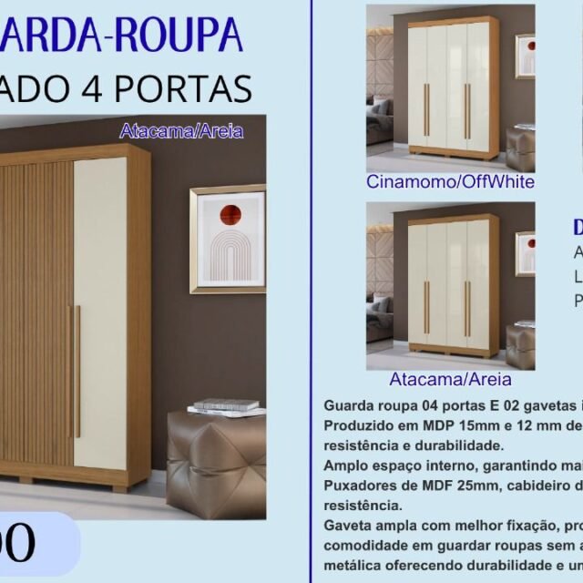 Guarda-Roupa Ripado 4 Portas