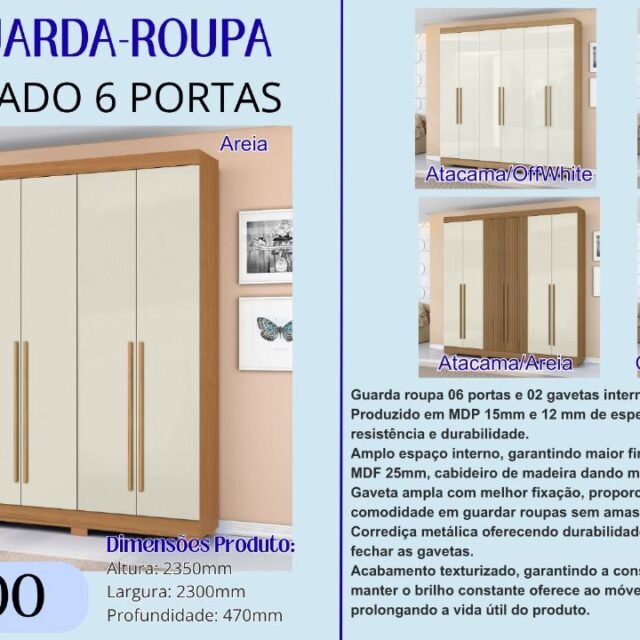 Guarda-Roupa Ripado 6 Portas
