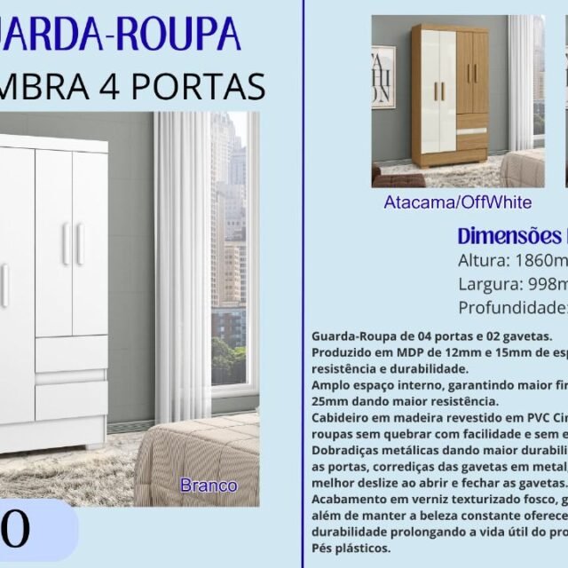 Guarda-Roupa Coimbra 4 Portas