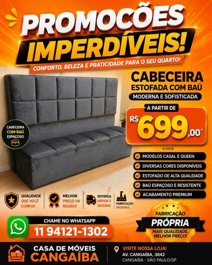 Cabeceira Estofada com Baú