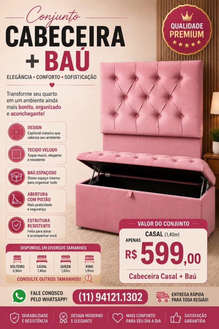 Conjunto Cabeceira + Baú